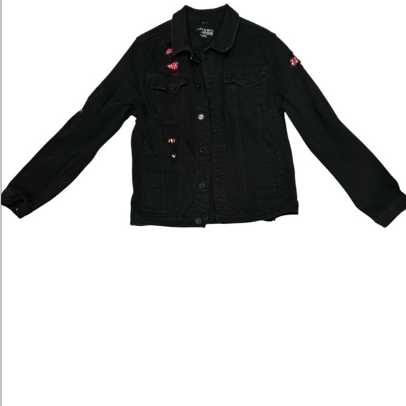 Cote De‎ Nuits Women's Black Denim Distressed Jacket Preowned, Size XL. - Picture 1 of 7
